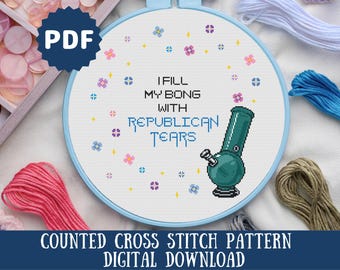 Republican Tears Cross Stitch Pattern: Political Humor (Digital Download)