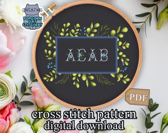 Snarky Cross Stitch Pattern | Funny Cross Stitch Pattern ACAB | Political Embroidery | Floral Cross Stitch Pattern Gift for Friend