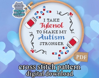 Autism Snarky Cross Stitch Pattern PDF – Neurodivergent Humor Funny Embroidery Design, Instant Digital Download