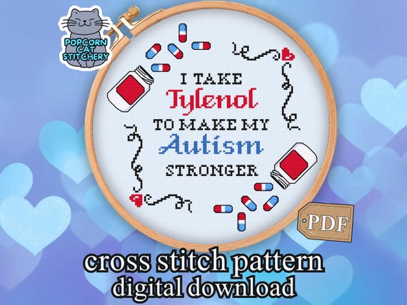 Autism Snarky Cross Stitch Pattern PDF – Neurodivergent Humor Funny Embroidery Design, Instant Digital Download