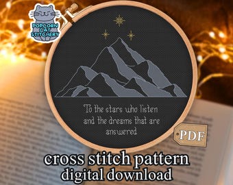 ACOTAR Embroidery Velaris Back Stitch Pattern PDF-  Booktok Romantasy Embroidery, Bookish Gift for Readers, Instant Digital Download