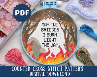 Funny Bridges Cross Stitch Pattern: Snarky Affirmation Embroidery (PDF)