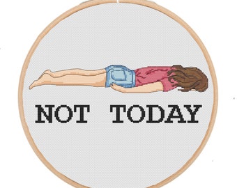 Not Today Kreuzstichmuster: Lustiges PDF (Digitaler Download)