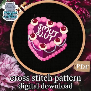 Patrón de punto de cruz "Smut Slut" (PDF) – ACOTAR/Fourth Wing BookTok Bordado para amantes del romance, regalo literario, descarga digital instantánea