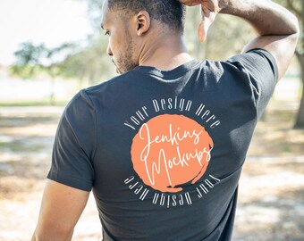 Bella + Canva 3001 Back of Men's T-Shirt| Black Male Mockup| Male Model Mockup| Black Model Mockup| African American Family Mockup
