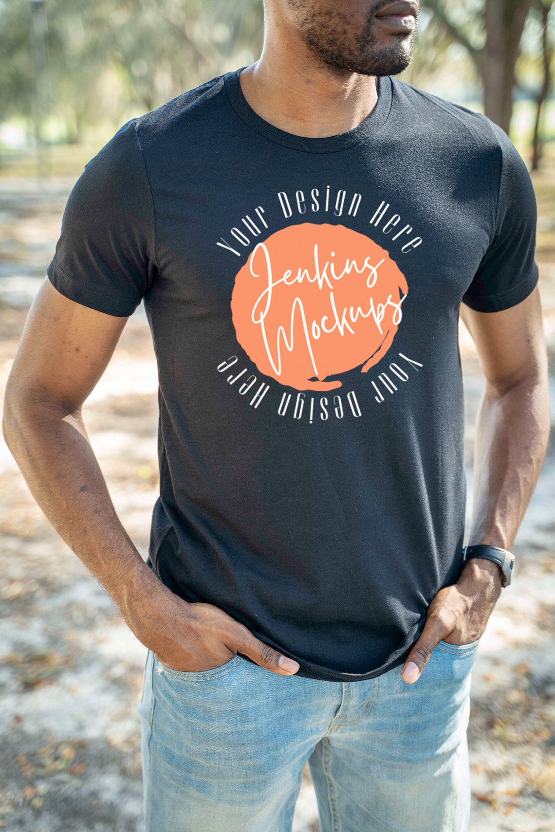 Bella Canva 3001 Men's T-Shirt Black Male Mockup Male | Etsy