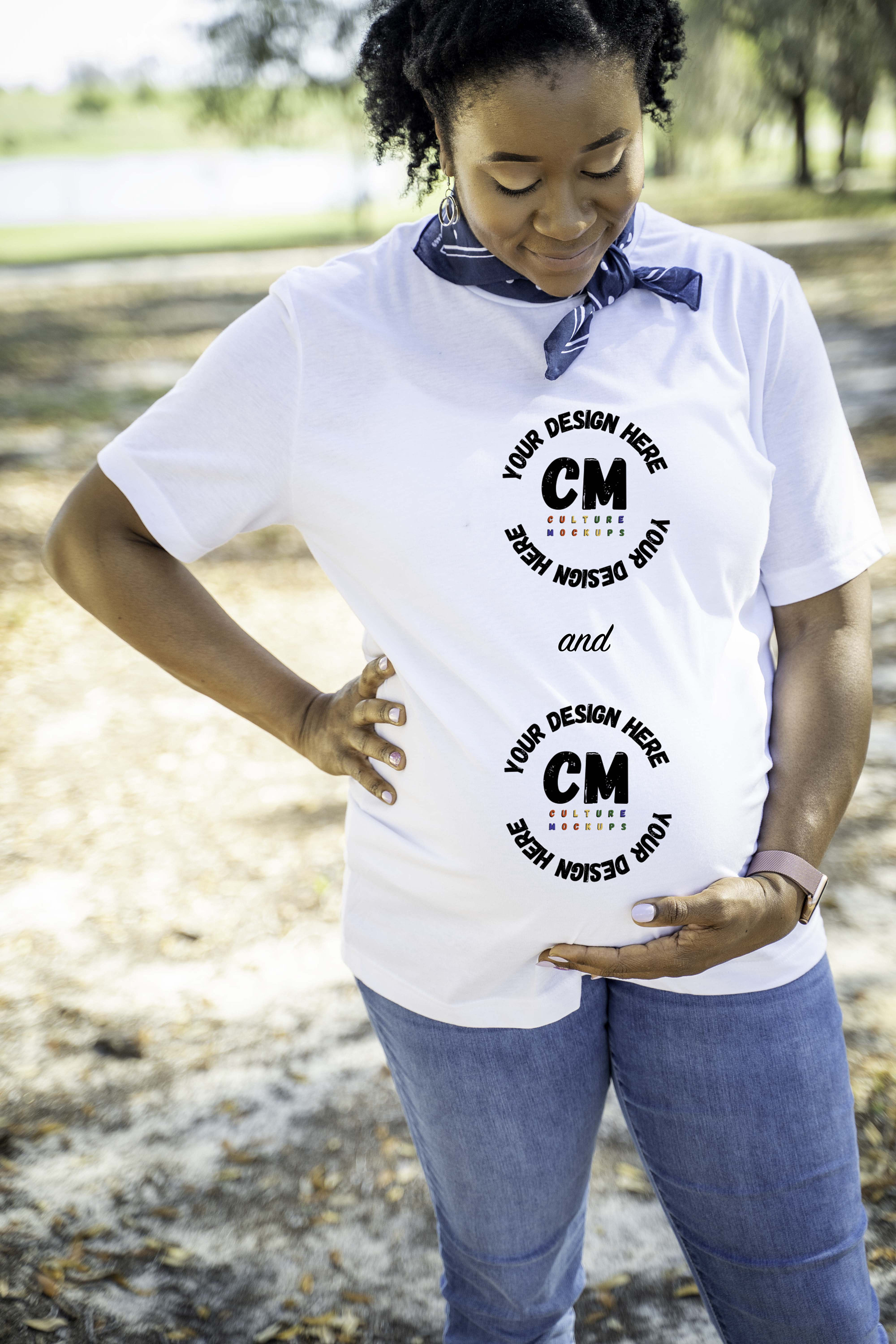 Bella Canva 3001 Maternity White TShirt Black Girl Mockup