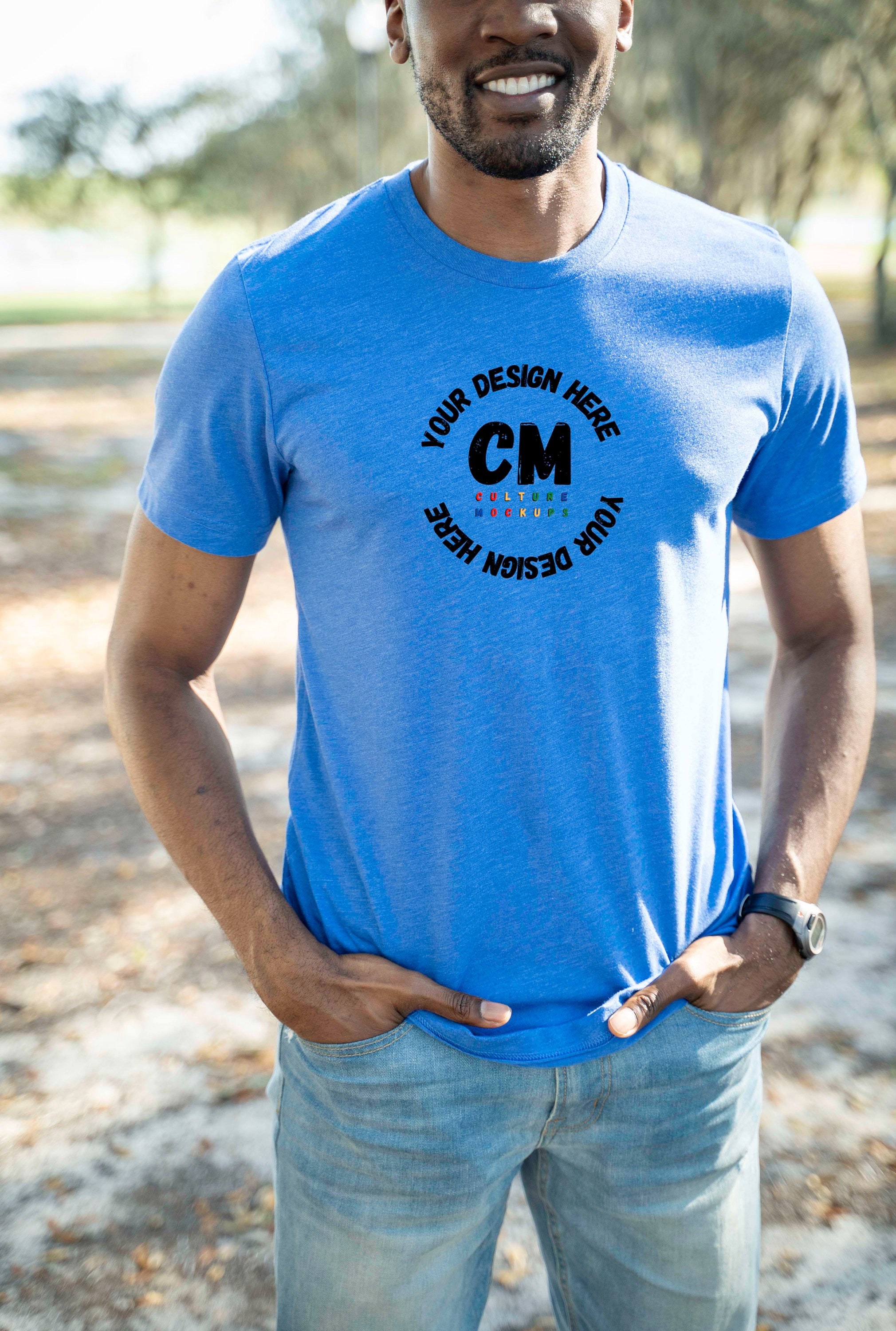 Download Bella Canva 3001 Men's T-Shirt Blue Male Mockup Male | Etsy
