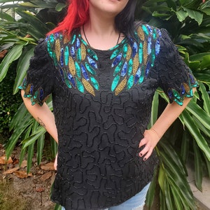 Peacock Sequin Top Etsy