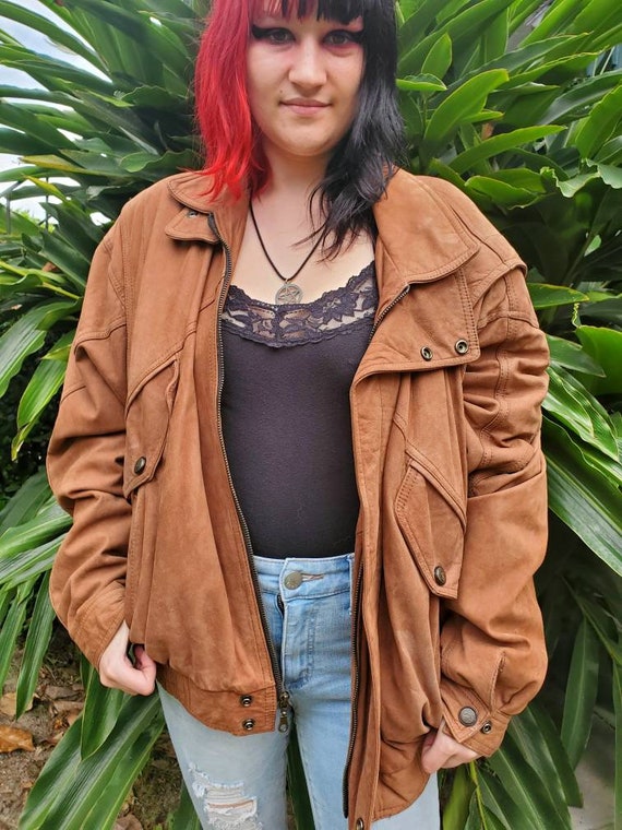 Vintage Suede Leather Bomber Jacket