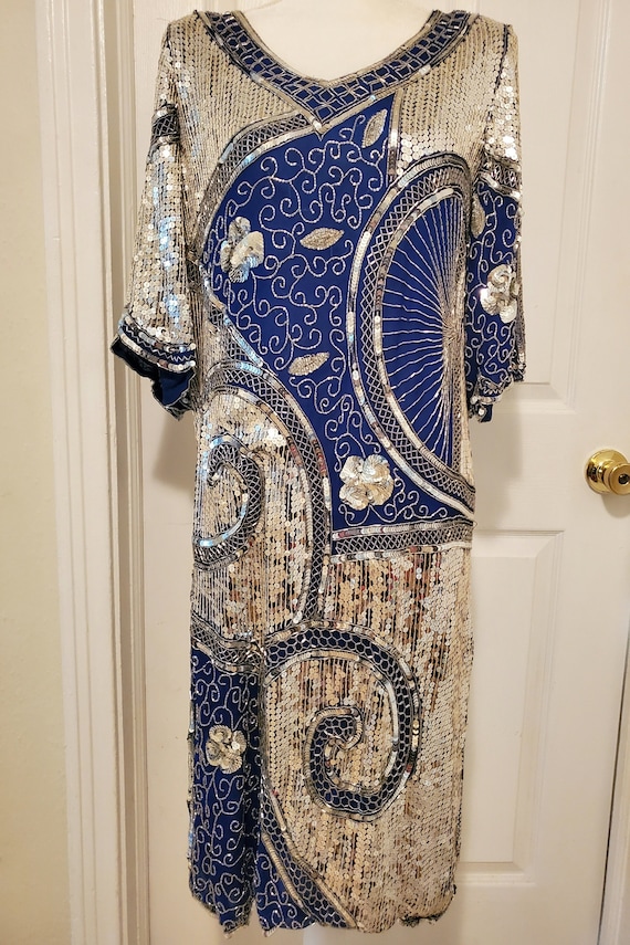 Vintage Sequin Flapper Art Deco Dress