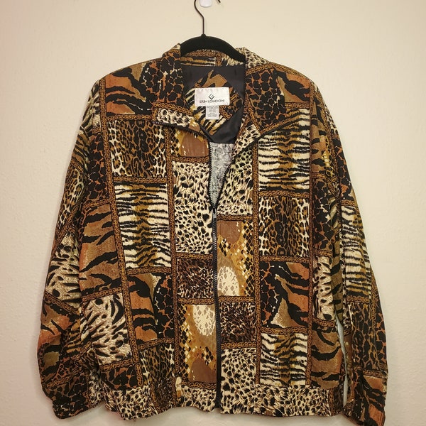 Vintage Animal Print Silk Jacket