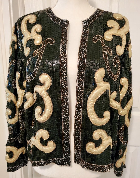 Vintage Sequin & Beaded Quilted Jacket