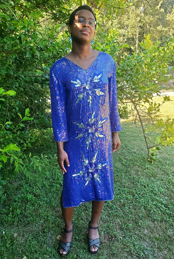 70's Sequin Disco Party Dress - image 1