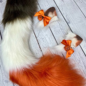 Fall Calico Cat Ears and Tail Set: Faux Fur Neko Cosplay