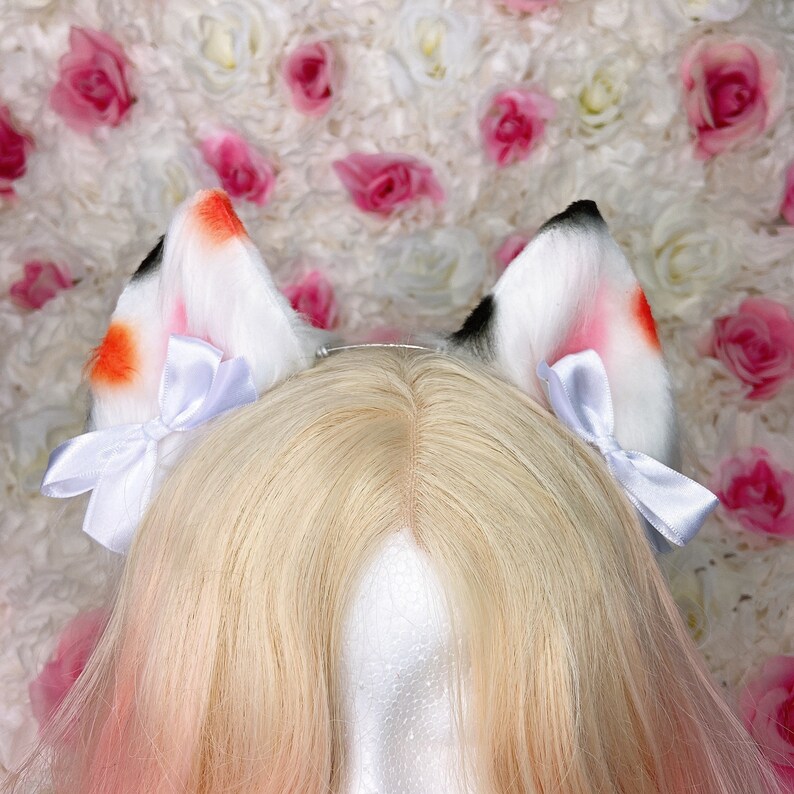 Calico Cat Ears Realistic Cat Ears and Tail Set Faux Fur Etsy