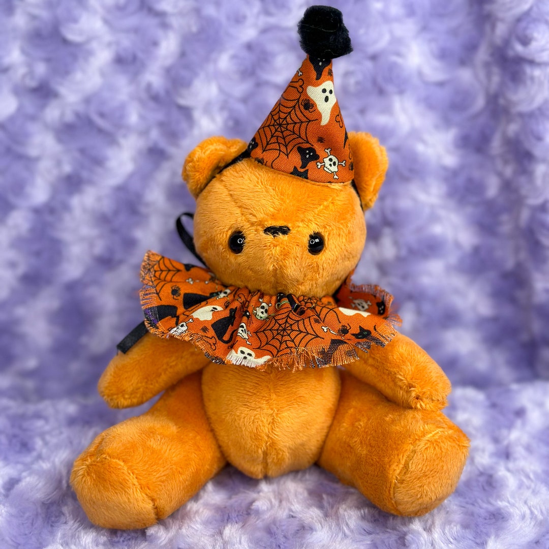 Artist Teddy Bear Halloween Teddy Bear Orange Plush Bear With Etsy