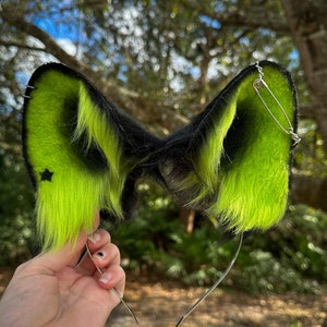 Neongroene hoofdband puppy-oor: gotische hondenoren van imitatiebont, cosplay