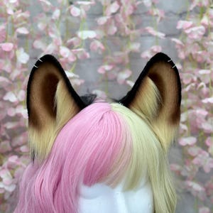 Tan and Black Puppy Dog Ears Headband Realistic Kemonomimi dog Cosplay German Shepherd Costume Ears black and tan doggy ear headband
