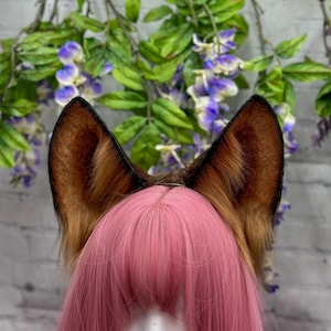 Brown Doberman Dog Ear Headband Brown Puppy Dog Ears Headband brown tan dog Cosplay Halloween Costume Ears black and tan doggy ear headband