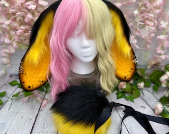 Bumble Bee Bunny Ears Headband: Honeycomb Cosplay Costume Ears