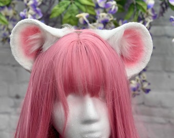 Faux Fur Mouse Ears and Tail Set: Handmade Cosplay Pet Play