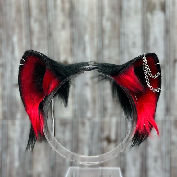 Læne erindringsmønter Paranafloden Red and Black Goth Cat Ears With Detachable Bows Faux Fur - Etsy