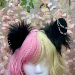 Halloween Puppy Ears Floppy Black dog ears headband with bows goth furry ears Nekomimi cosplay ears