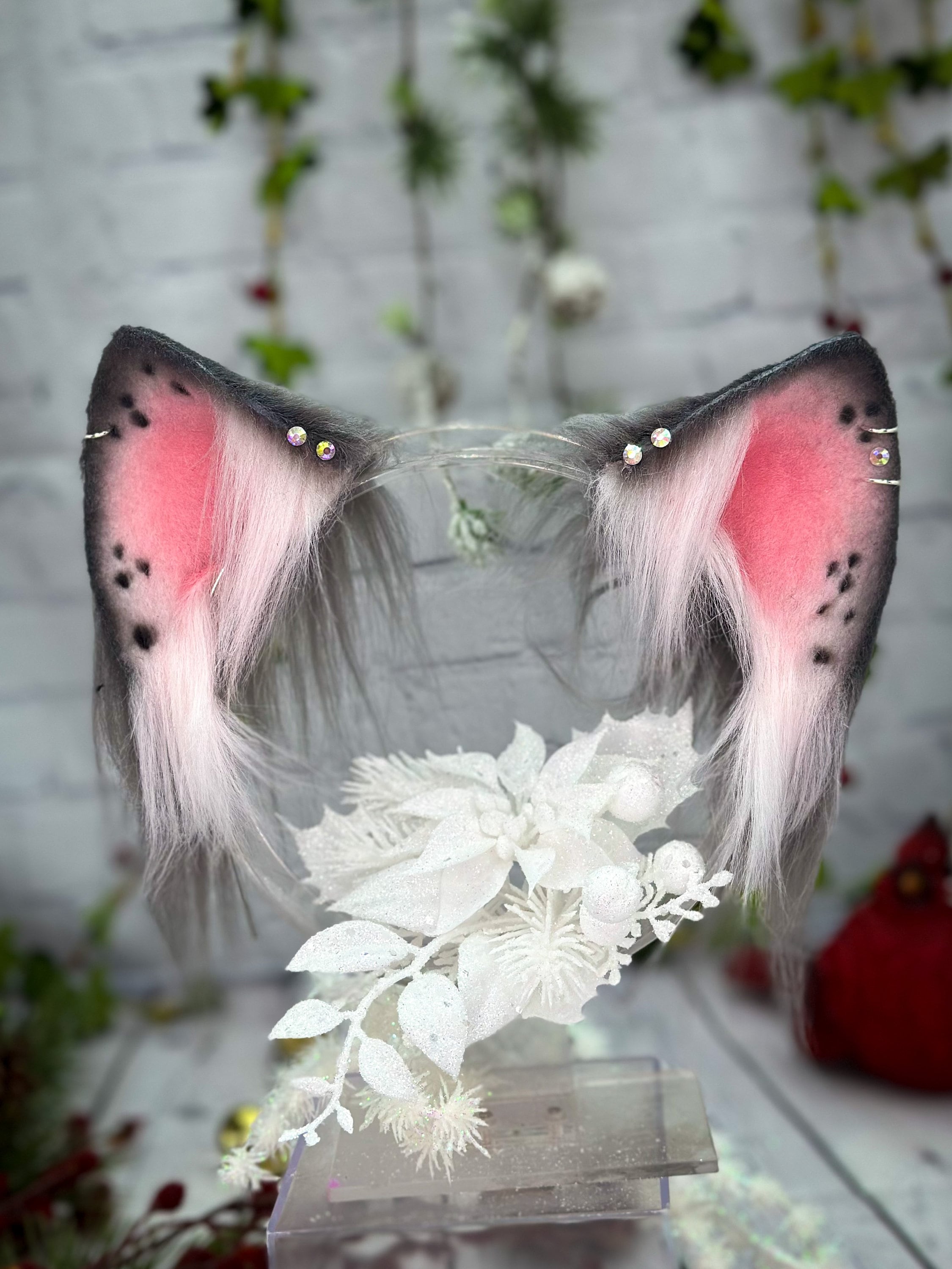 Gray Cat Ears and Tail Set: Faux Fur Neko Cosplay, Handmade Kitten