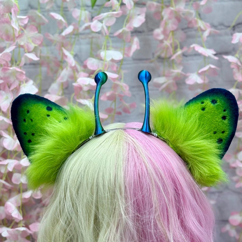 Premade Alien Puppy Ears Headband Green & Blue Kemonomimi Dog Ears With ...