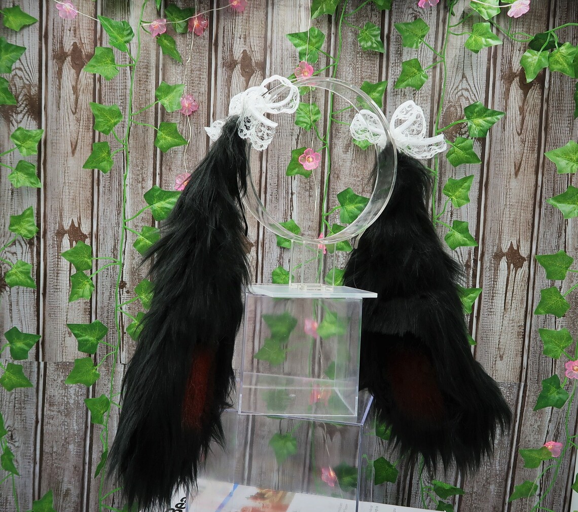 Goth Lop Bunny Ears on Headband Cosplay Rabbit Ears Faux Fur Etsy