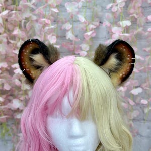 Realistic Lion Ears Headband: Faux Fur Big Cat Cosplay + Tail