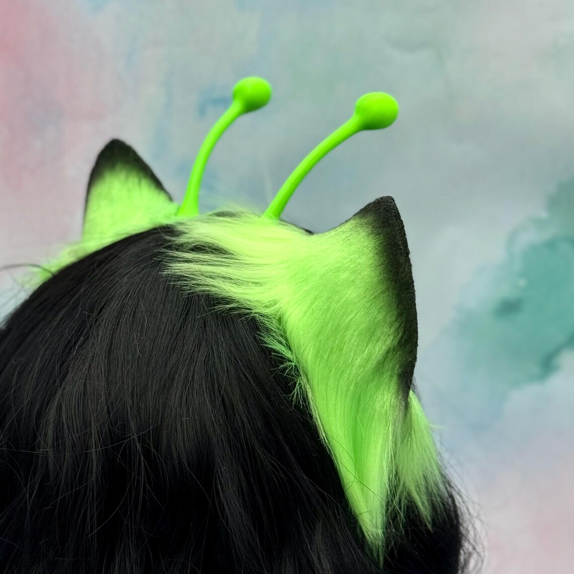 Alien Cat Ears Headband: UV Neon Green Kemonomimi Ears With Antenna - Etsy