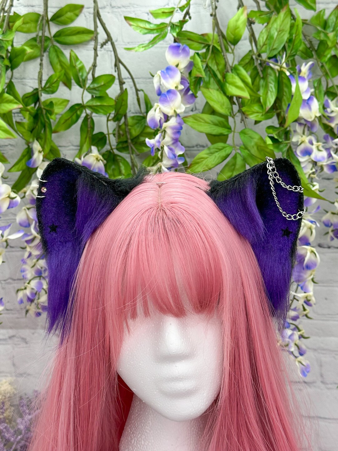 Purple and Black Cat Ears Headband Goth Cosplay Classic Cat Ears