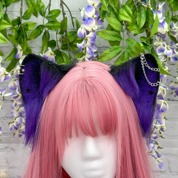 Black and Purple Neko Ears Etsy