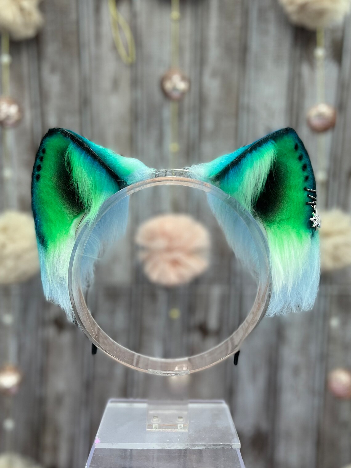 Space Cat Ears Green Black and Blue Cat Ear Headband Realistic Etsy
