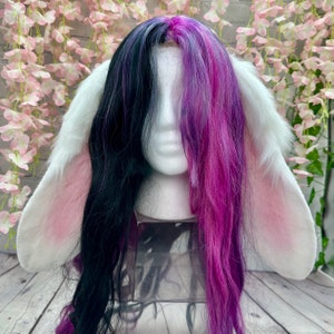 Realistic White Floppy Bunny Ears Headband lop rabbit cosplay ears and tail animal ear headband costume ears
