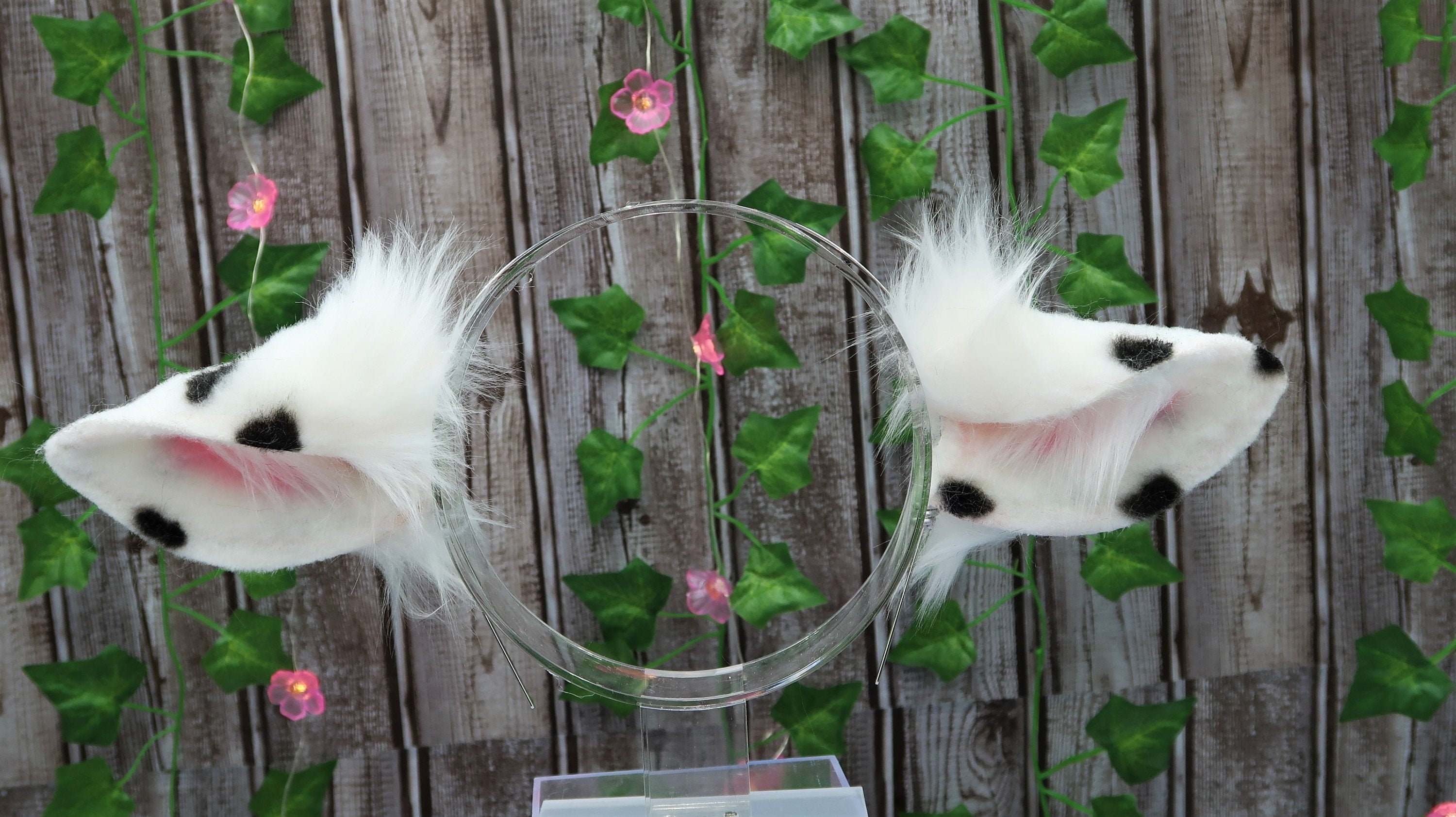 Kawaii Cow Ears With  Bows faux fur animal ear Headband