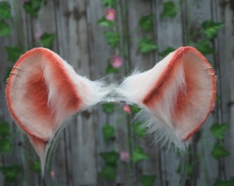 Pink Peach Ferret Rat Bear Mouse Ears Headband Realistic mouse Ears Faux Fur rat Ears Cosplay Ears Handmade Headband Pet Play Ears