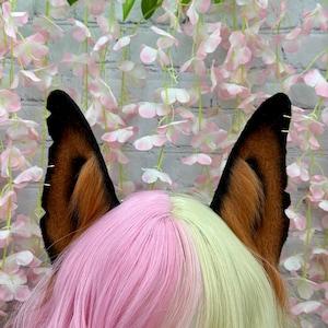 Doberman Dog Ear Headband Brown Dobe Dog Ears Headband brown tan dog Halloween Costume Ears black and tan doggy ear headband