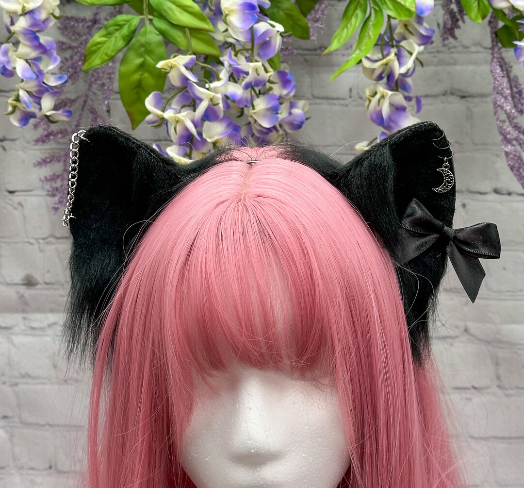 Goth Black Cat Ear Headband Cat Ears and Tail Cosplay Gothic Etsy