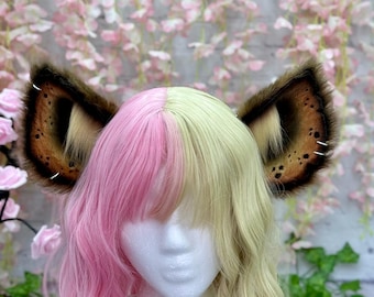 Realistic Hyena Ear Headband: Faux Fur Wild Dog Cosplay Costume Ears