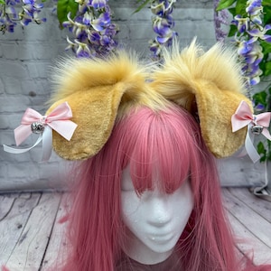 Cute Floppy Golden Retriever Puppy Ears and tail bendable realistic dog ears headband blonde puppy cosplay ears puppy play sfw pet play ears