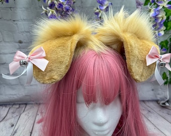 Golden Retriever Puppy Ears Headband: Floppy Blonde Dog Cosplay with Tail