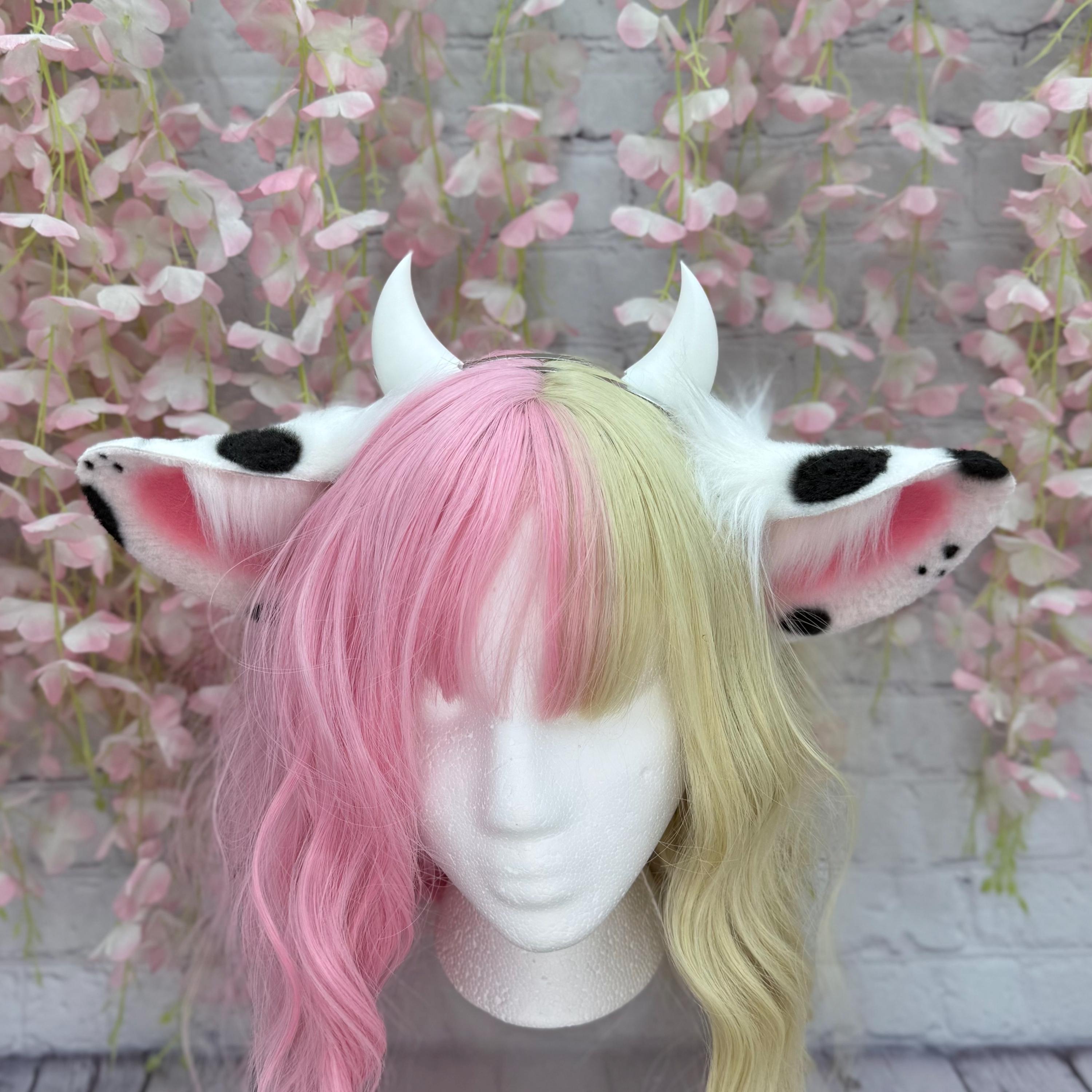 Realistic Cow Ears Headband Set - Faux Fur Horns Costume Accessory Brown Cow Ears Headband Realistic Horns Furry Fluffy Animal  main image 3