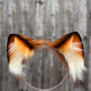 Realistic Ginger Cat ear headband Fox Halloween costume Classic Cat Ears Headband Cosplay Faux Fur Cat Ears Furry Cat Ears