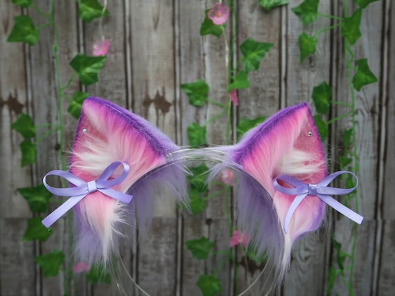 Pink/Purple Ombré Bow Heart Ears Headband Lot Of 9 Claire main image 2