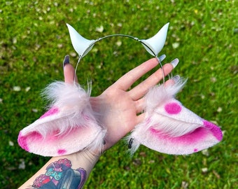 Custom Cow Ears Headband: Cosplay Faux Fur Horns
