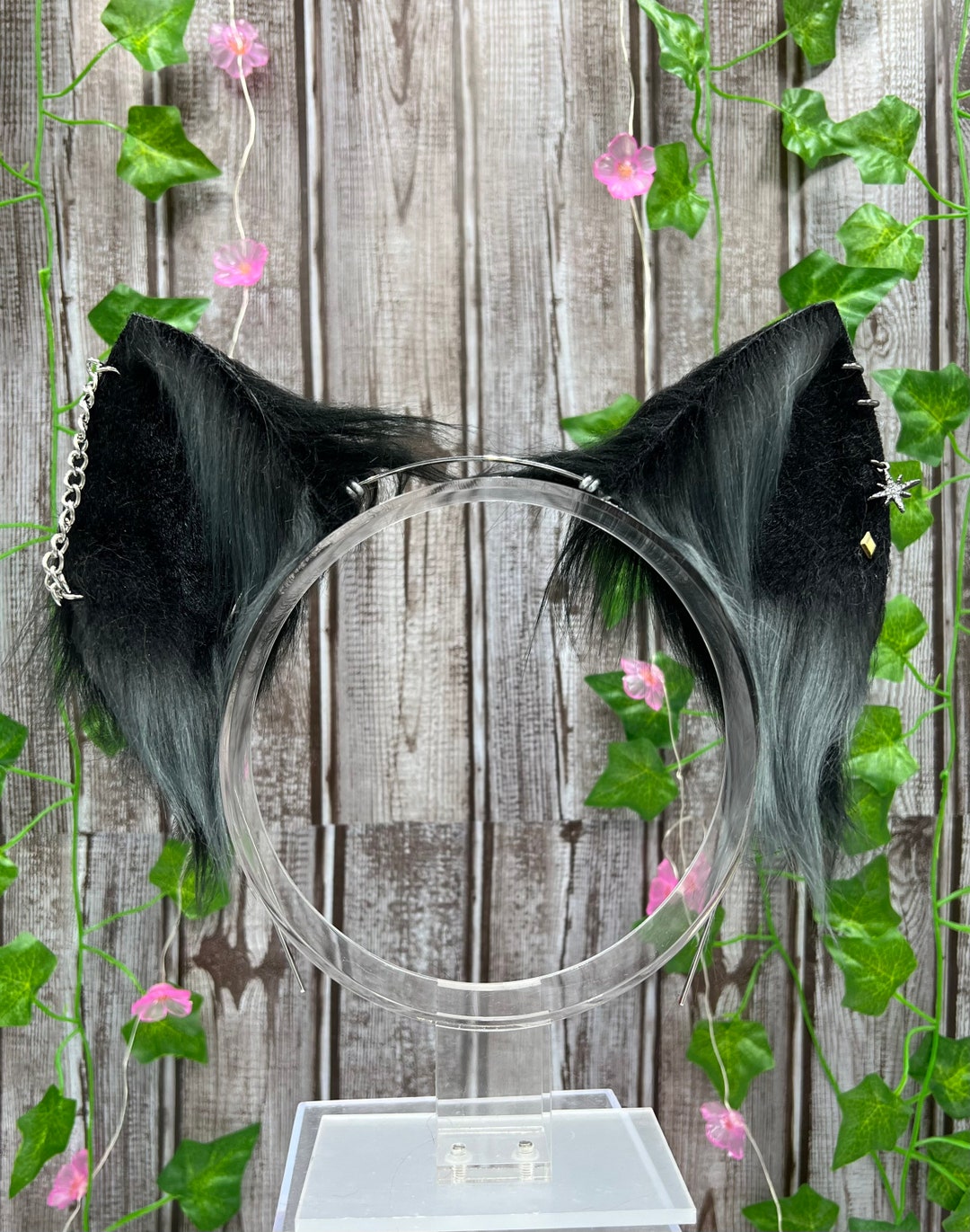 Gray and Black Realistic Cat Ear Halloween Cat Ear Headband Etsy