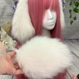 Custom Floppy Bunny Ears and Tail Set: Cosplay Faux Fur Headband